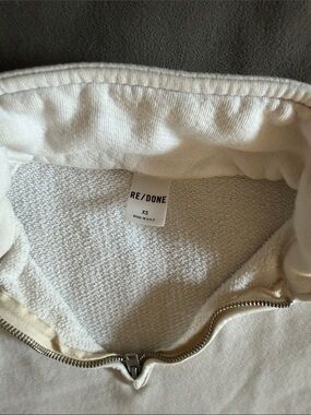 Re/Done Cream Zip-Front Womens sweater
